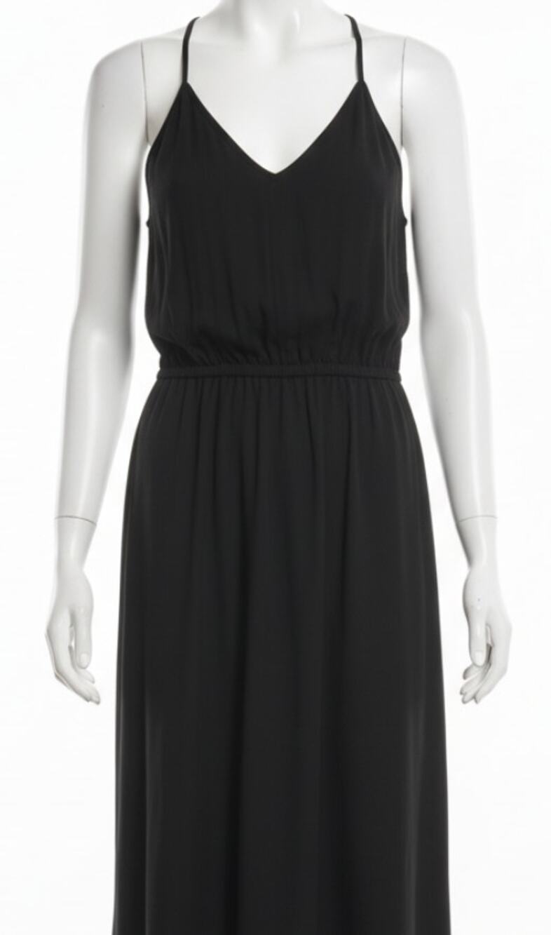 Banana Republic Black V Neck Sleeveless Relaxed Fit Dress Pockets Womens 10